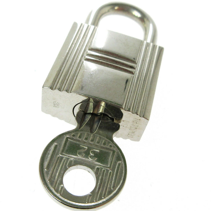 Authentic HERMES Set of Padlock & Key Cadena Silver-Tone Bag Accessories  Charm