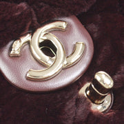 CHANEL Classic Single Flap Double Chain Shoulder Bag Brown Fur 26491268 45647