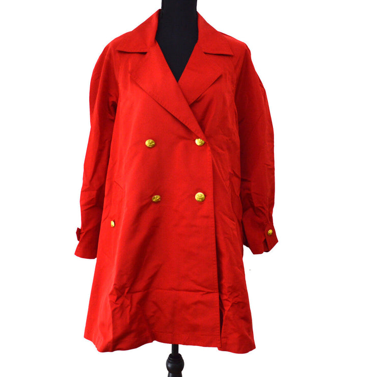 CHANEL CC Logos Long Sleeve Coat Jacket Red #36 S07774k