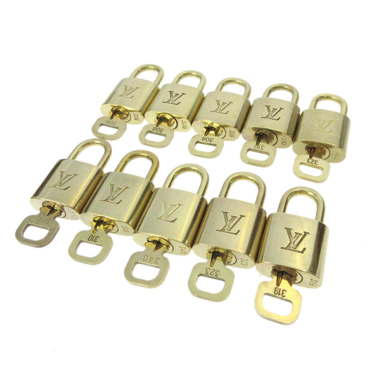 LOUIS VUITTON Padlock & Key Bag Accessories Charm 10 Piece Set Gold 82194
