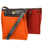 HERMES HERBAG TPM Crossbody Shoulder Bag Purse Milord Red Orange France 12686