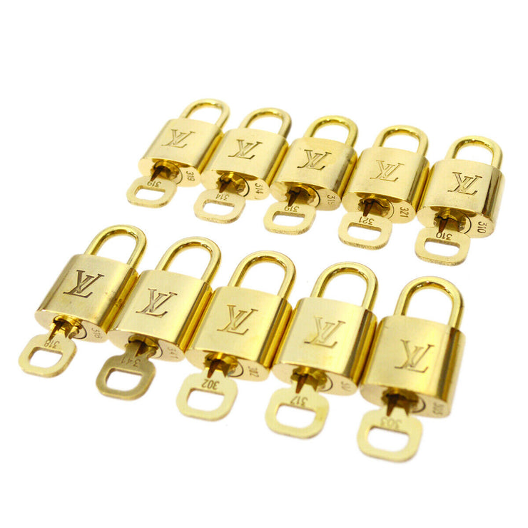 LOUIS VUITTON Padlock & Key Bag Accessories Charm 10 Piece Set Gold 90155