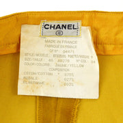 CHANEL 04471 #40 CC Logos Button Long Straight Pants Bottoms Ocher 03843
