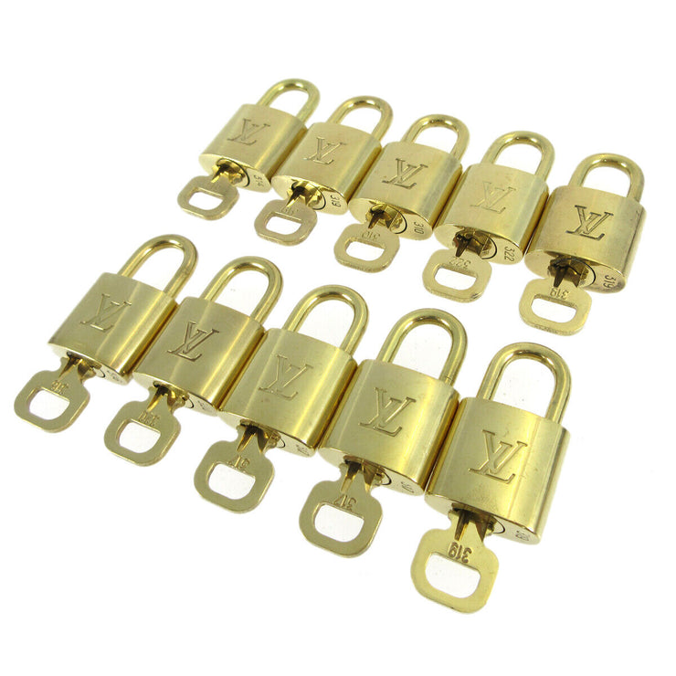 LOUIS VUITTON Padlock & Key Bag Accessories Charm 10 Piece Set Gold 50396