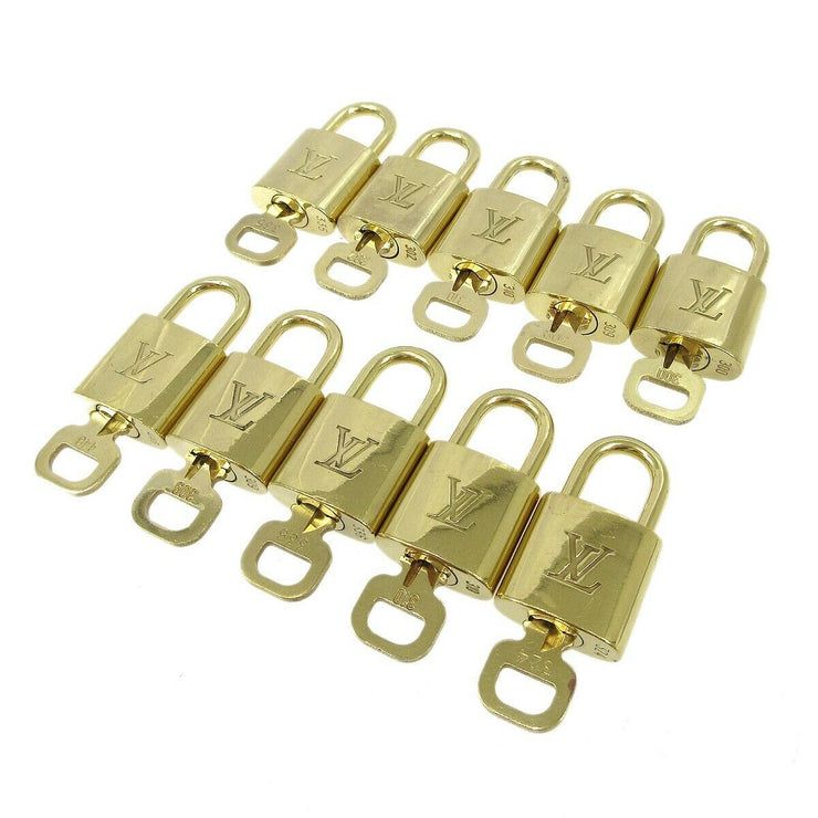 LOUIS VUITTON Padlock & Key Bag Accessories Charm 10 Piece Set Gold 83871