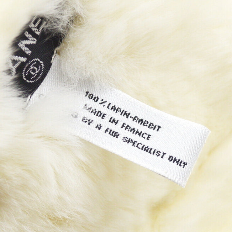 CHANEL CC Logos Fur Bracelet Bangle Wristband Black White RK12848g