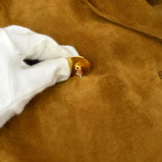 GUCCI Vintage Logos Long Sleeve Coat Jacket Brown Suede #42 AK34108j