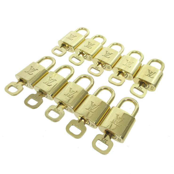 Authentic Louis Vuitton Name Tag Lock & Key Set Goldtone