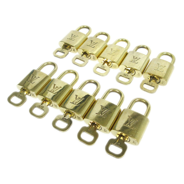 LOUIS VUITTON Padlock & Key Bag Accessories Charm 10 Piece Set Gold 71215