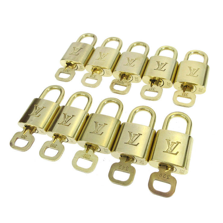 LOUIS VUITTON Padlock & Key Bag Accessories Charm 10 Piece Set Gold 70511