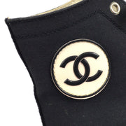 CHANEL CC Logos High Cut Sneakers String Shoes Black White AK25762e