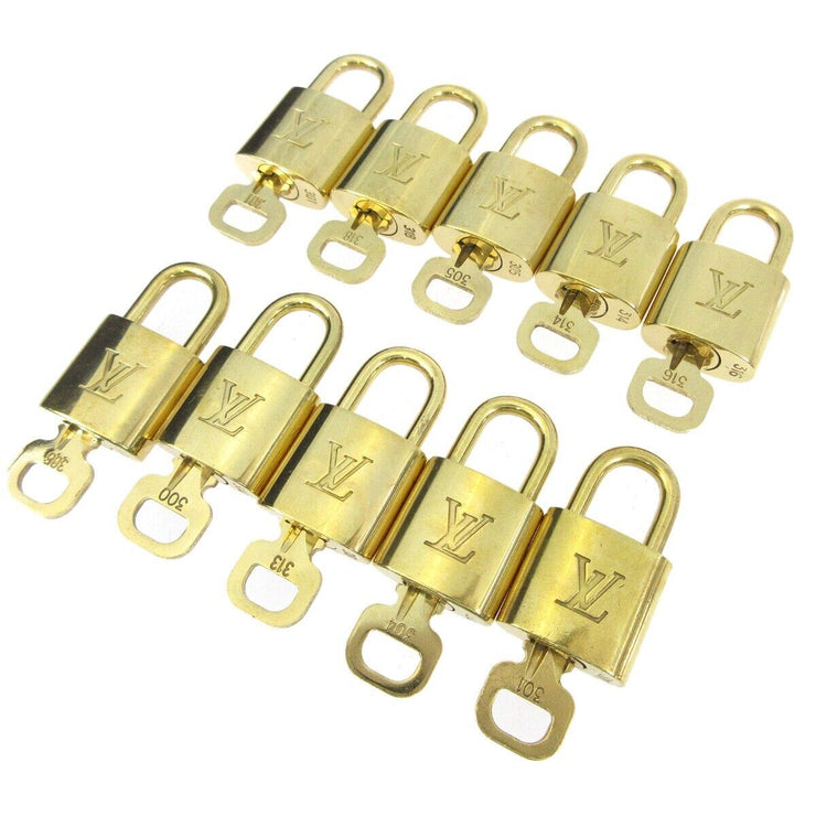 LOUIS VUITTON Padlock & Key Bag Accessories Charm 10 Piece Set Gold 51036