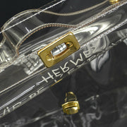 HERMES Vinyl Kelly Beach Hand Bag SOUVENIR DE L'EXPOSITION 1997 Clear AK38377e