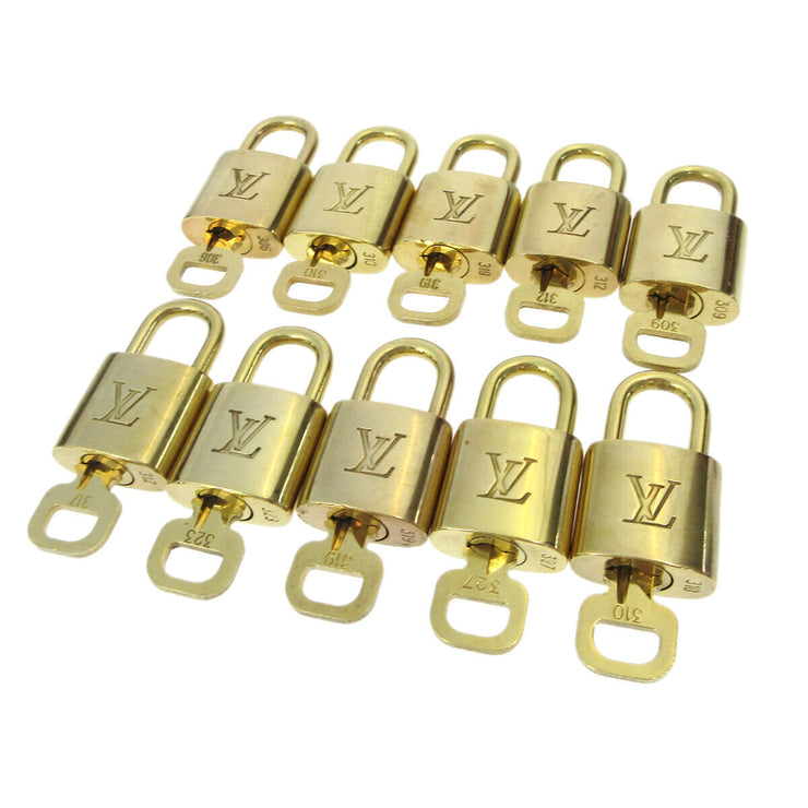LOUIS VUITTON Padlock & Key Bag Accessories Charm 10 Piece Set Gold 71760