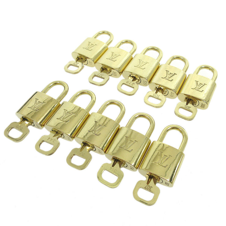 LOUIS VUITTON Padlock & Key Bag Accessories Charm 10 Piece Set Gold 35467