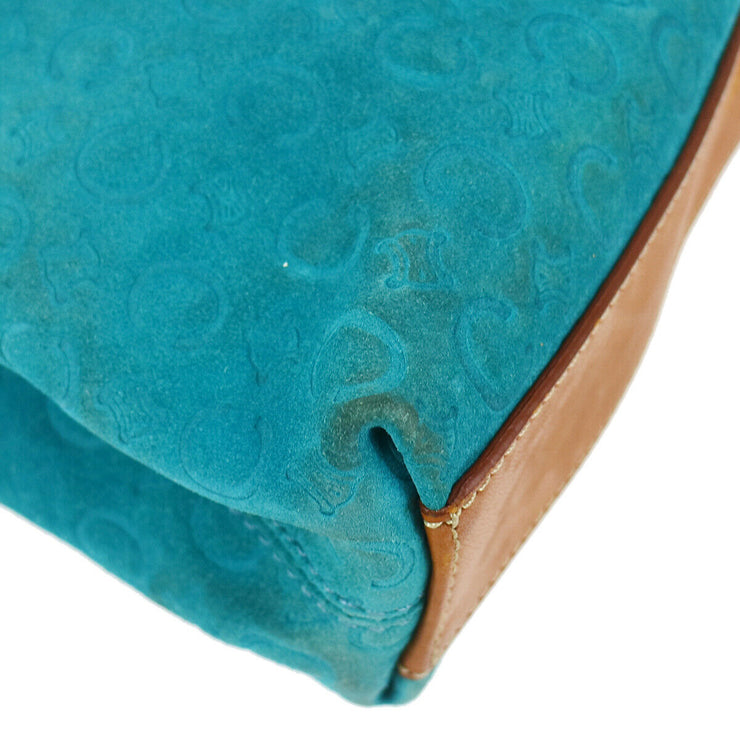 CELINE C Macadam Hand Tote Bag Blue Brown Suede 82647