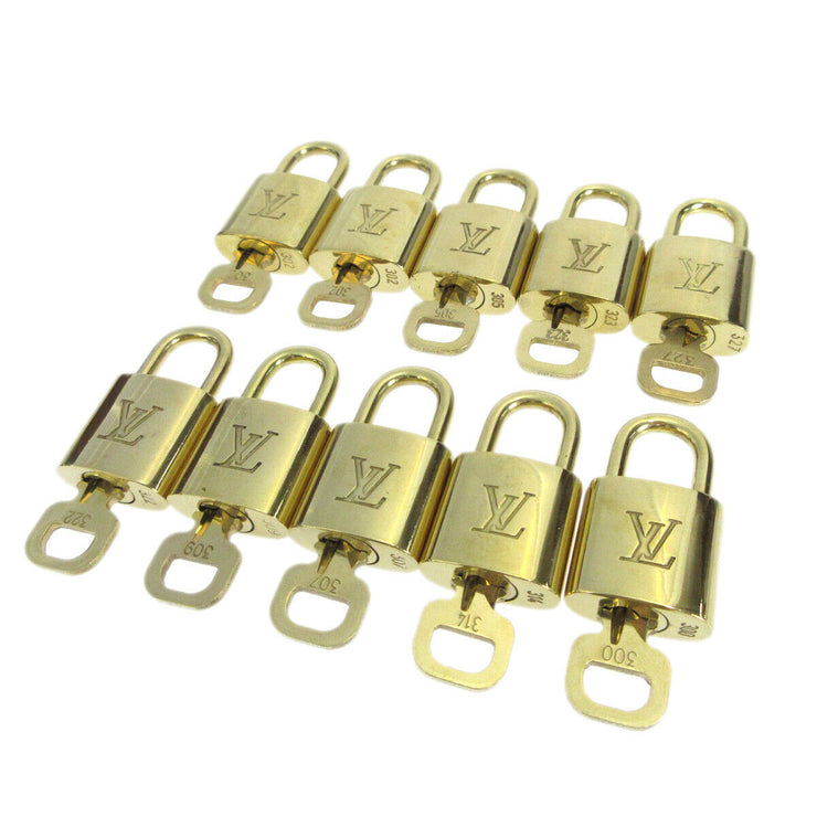 LOUIS VUITTON Padlock & Key Bag Accessories Charm 10 Piece Set Gold 81661