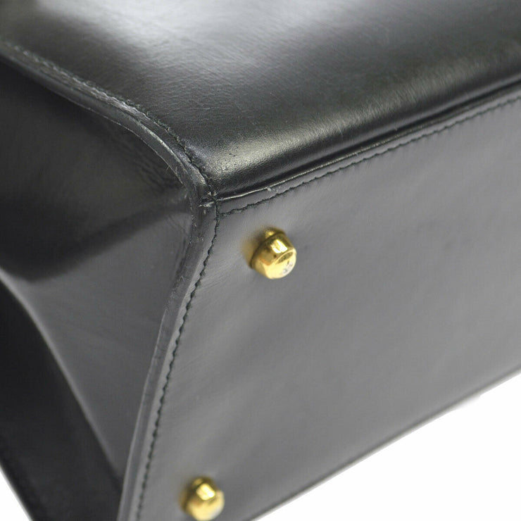 GUCCI Lady Lock Hand Bag Black Leather Italy Vintage GHW 000.1951.0192 AK38385h