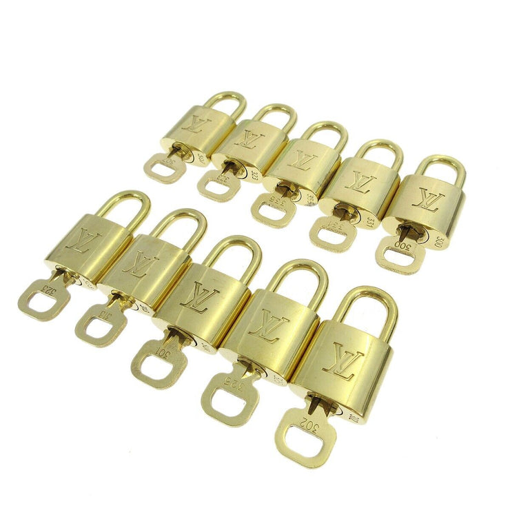 LOUIS VUITTON Padlock & Key Bag Accessories Charm 10 Piece Set Gold 20659