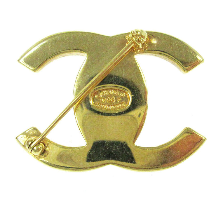 CHANEL CC Logos Turnlock Motif Brooch Pin Corsage Gold-Tone 96P Vintage 03228