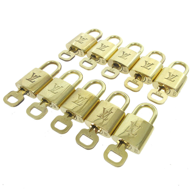LOUIS VUITTON Padlock & Key Bag Accessories Charm 10 Piece Set Gold 34797