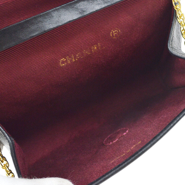 CHANEL Quilted CC Single Chain Shoulder Bag Purse Black Lambskin Vintage 80463