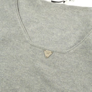 CHANEL 00C #38 CC Logos Round Neck Short Sleeve Knit Tops Gray 00816
