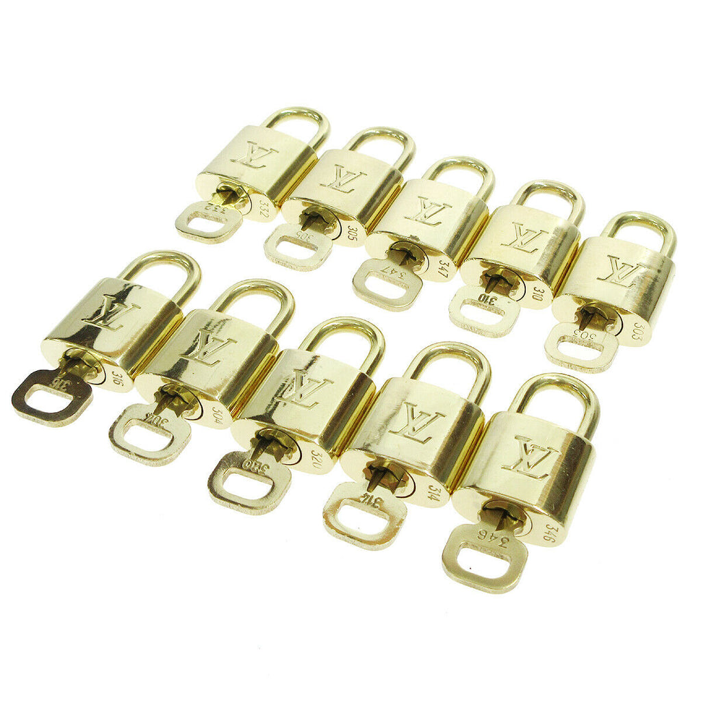 Authentic Louis Vuitton Gold Brass Lock and Key Set 303 