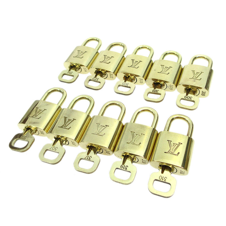 LOUIS VUITTON Padlock & Key Bag Accessories Charm 10 Piece Set Gold 40730