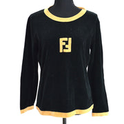 FENDI Vintage Logos Long Sleeve Tops Brown Black Italy 00806