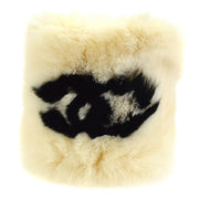 CHANEL CC Logo Bangle Wristband White Lapin Fur Accessories B31692j