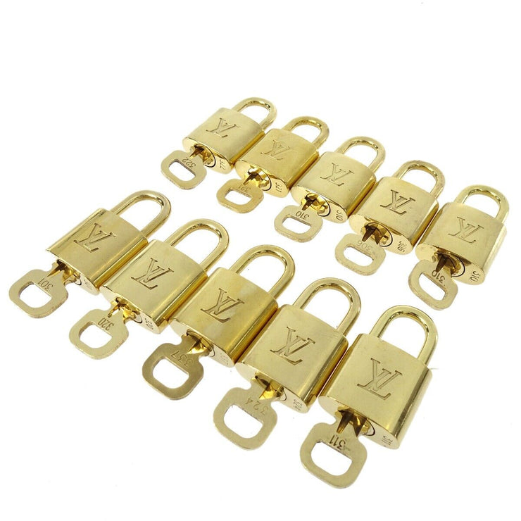 LOUIS VUITTON Padlock & Key Bag Accessories Charm 10 Piece Set Gold 50857