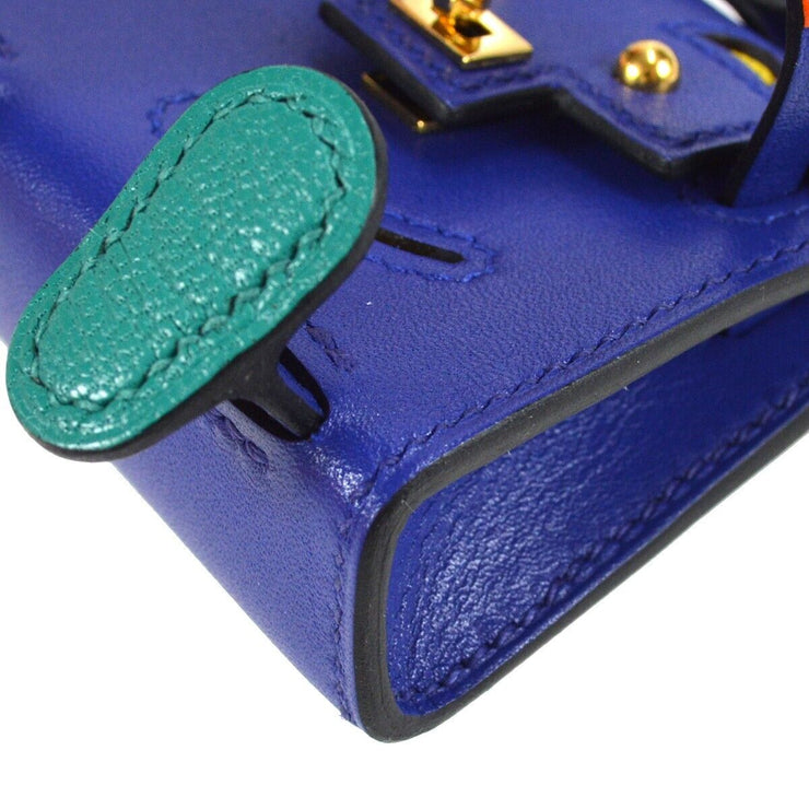 HERMES Kelly Doll Charm Bag Pouch Blue electric Tadelakt Chevre Z NN006IU 94796