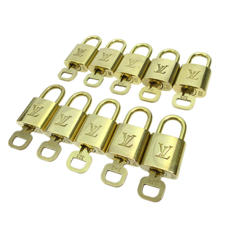 LOUIS VUITTON Padlock & Key Bag Accessories Charm 10 Piece Set Gold 82190