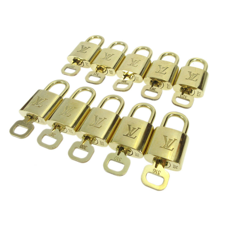 LOUIS VUITTON Padlock & Key Bag Accessories Charm 10 Piece Set Gold 40829