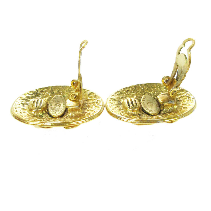 CHANEL CC Logos Earrings Clip-On Gold-Tone 94P Accessories  AK38397j