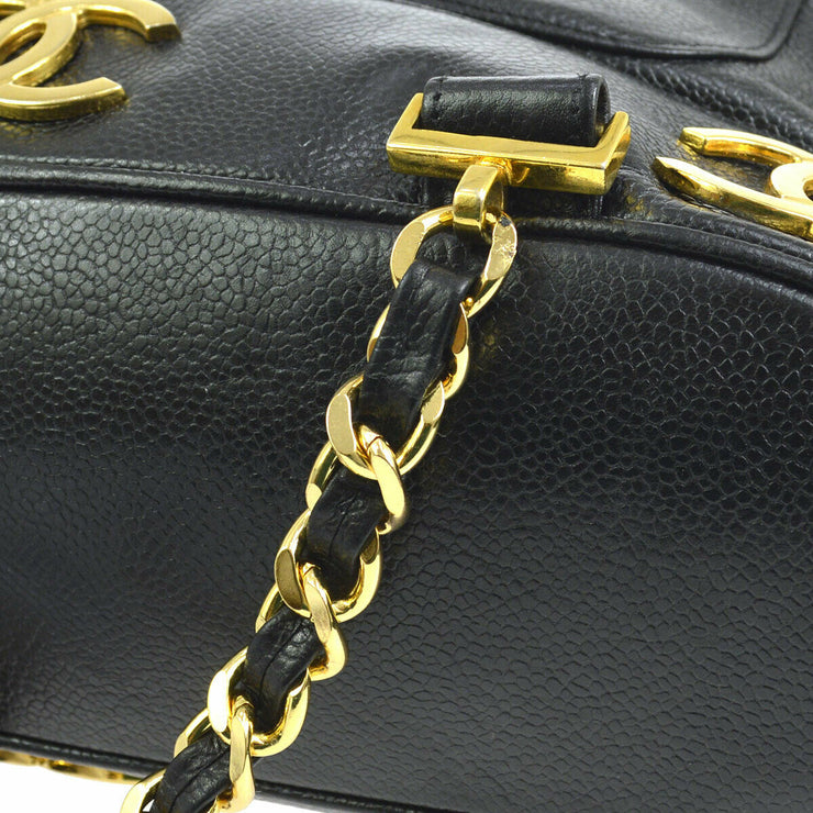 CHANEL CC Chain Backpack Bag Black Caviar Skin Leather Vintage RK13925k
