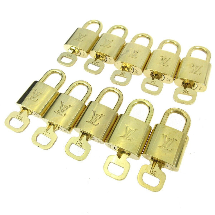 LOUIS VUITTON Padlock & Key Bag Accessories Charm 10 Piece Set Gold 11411