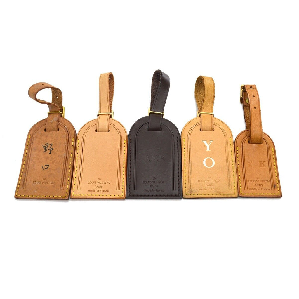 LOUIS VUITTON Name Tag 5 Set Brown Leather Bag Accessories 40151