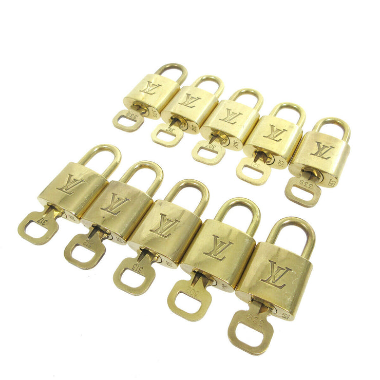 LOUIS VUITTON Padlock & Key Bag Accessories Charm 10 Piece Set Gold 93276