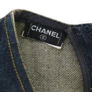 CHANEL Vintage CC Logos Sleeveless Denim One Piece Skirt Blue AK34108b