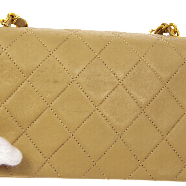 CHANEL Quilted Full Flap Single Chain Shoulder Bag Beige Leather 60386