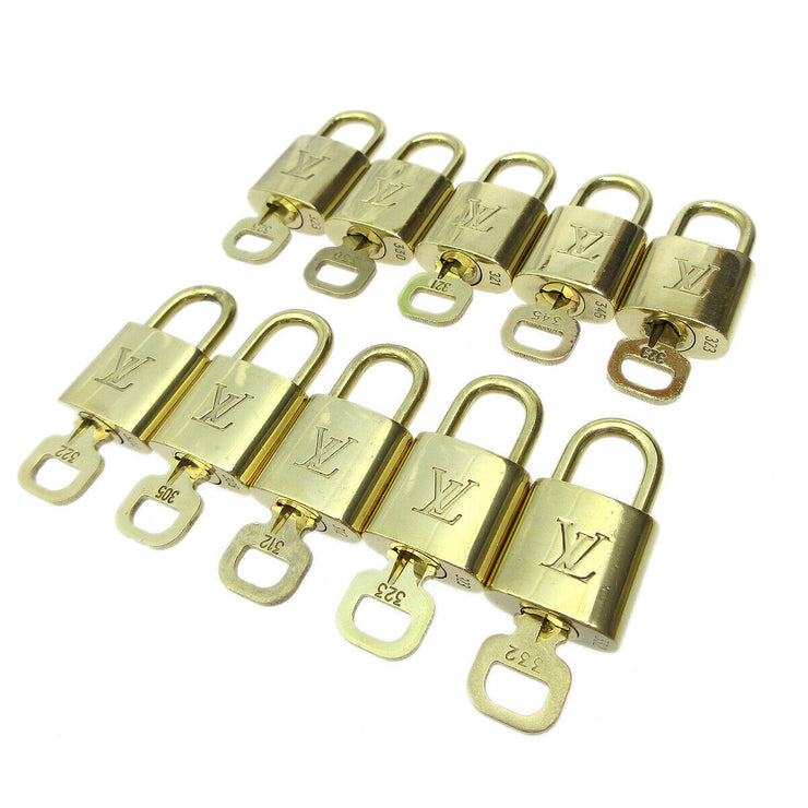 LOUIS VUITTON Padlock & Key Bag Accessories Charm 10 Piece Set Gold 81660