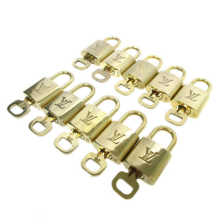 LOUIS VUITTON Padlock & Key Bag Accessories Charm 10 Piece Set Gold 60718