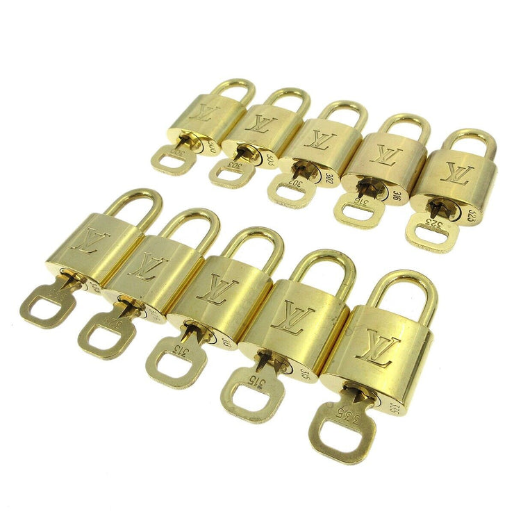 LOUIS VUITTON Padlock & Key Bag Accessories Charm 10 Piece Set Gold 50395
