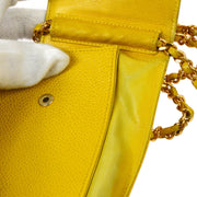 CHANEL CC Chain Shoulder Bag Phone Case Yellow Caviar Skin Leather AK16613h