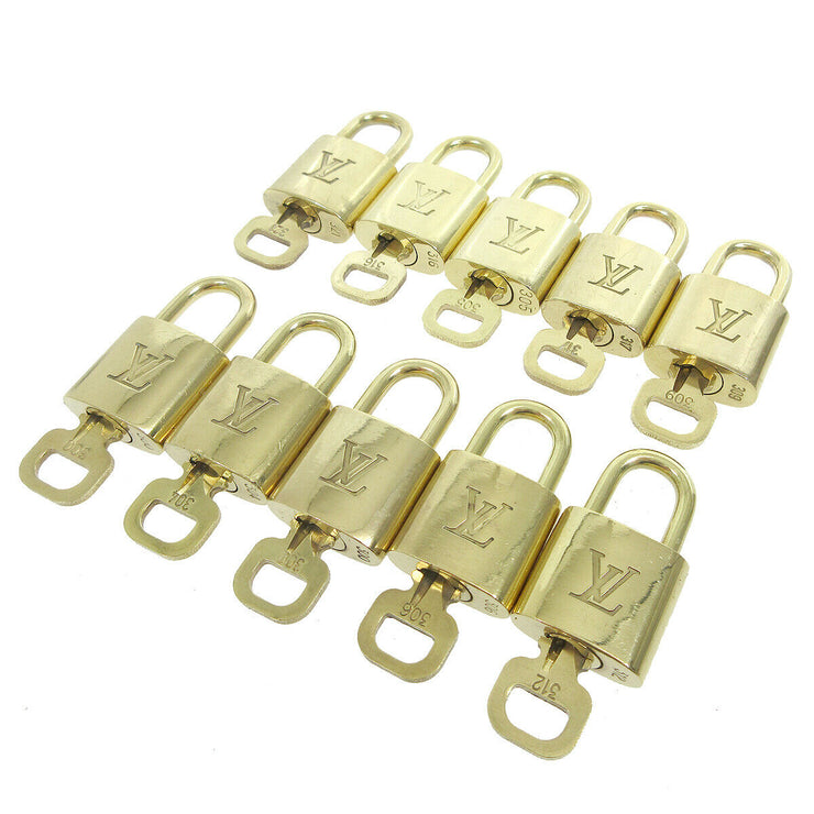 LOUIS VUITTON Padlock & Key Bag Accessories Charm 10 Piece Set Gold 34362