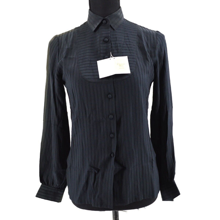 Christian Dior Front Button Long Sleeve Shirt Tops Black #S 00898