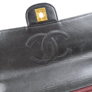 CHANEL Quilted CC Logos Hand Bag Black Lambskin 83387