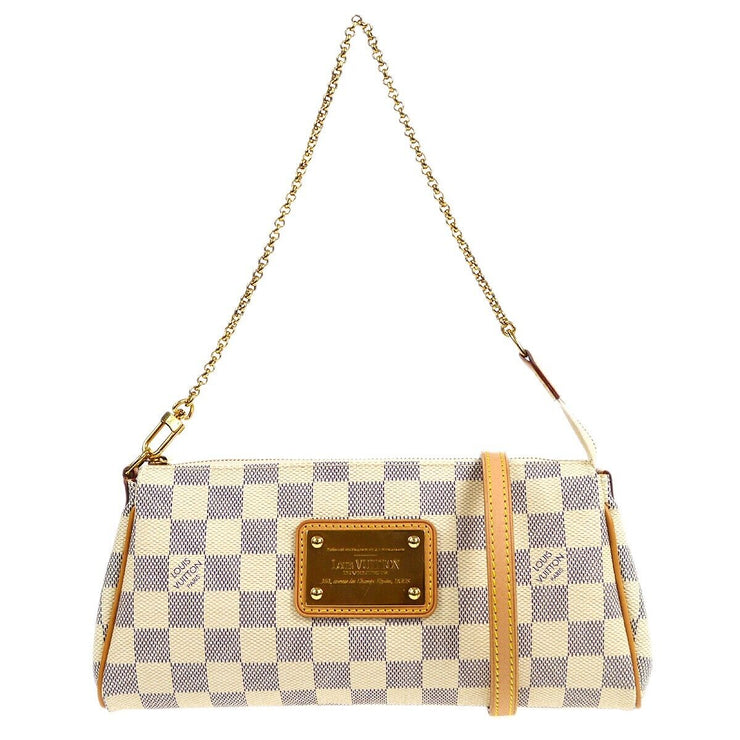 Louis Vuitton Eva 2way Chain Handbag Pouch Damier Azur N55214